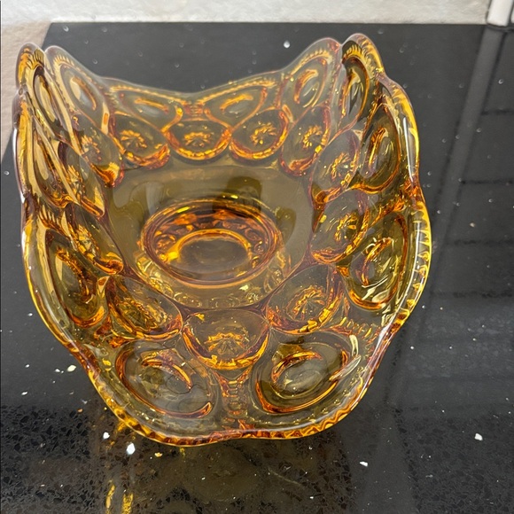 Amber Glass Compote Bowl - Picture 3 of 4